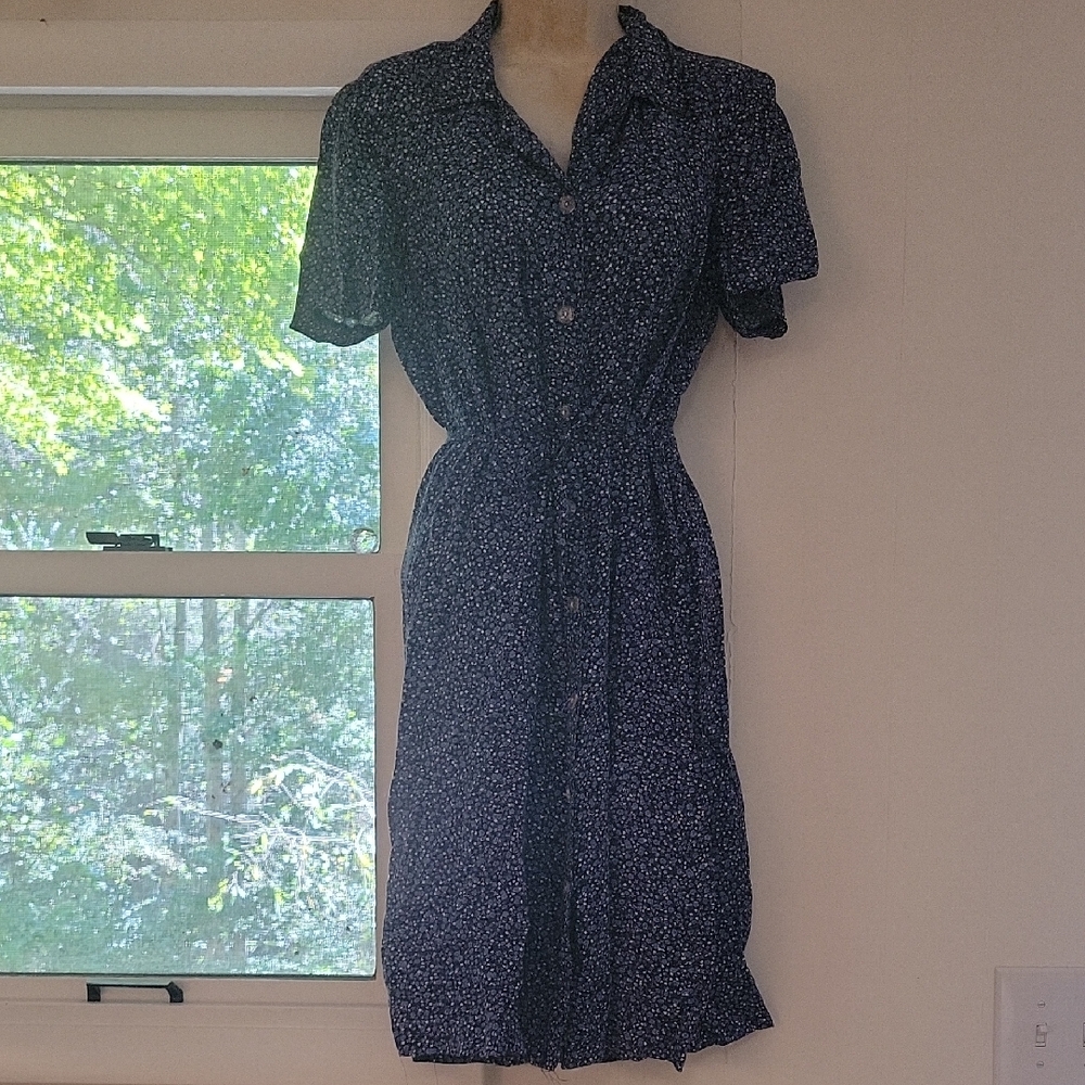 Erika Midnight Blue Floral Midi Dress S